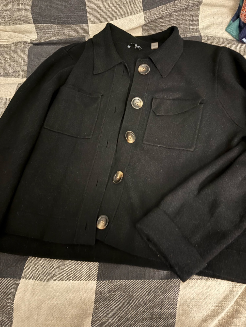 Tahari Black Double-Breasted Cardigan